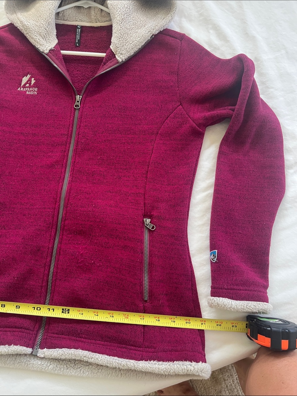 Kuhl Women's Burgundy Zip Teddy Jacket with Cream Sherpa Hood - Picture 9 of 11